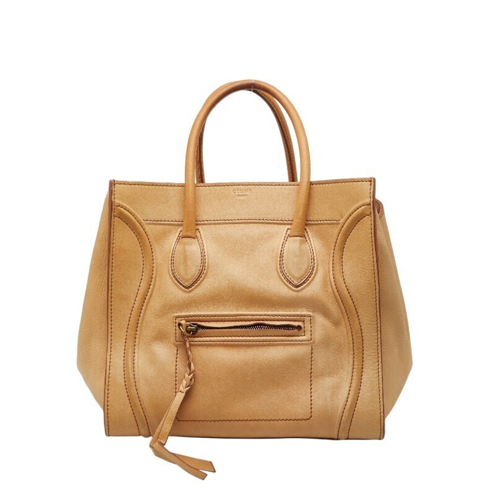 Celine Luggage Phantom Handbag Beige Leather